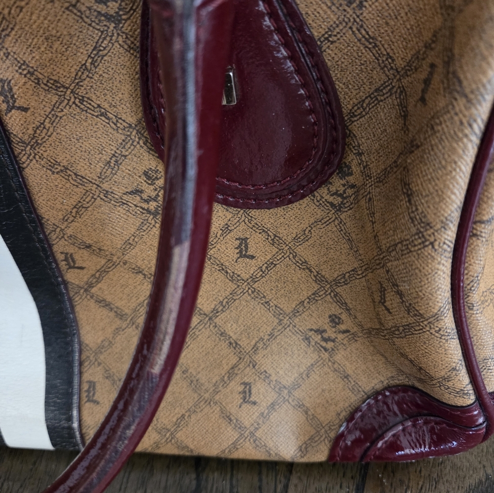 L.A.M.B. Tan and Burgundy Tote Bag - Picture 8 of 9